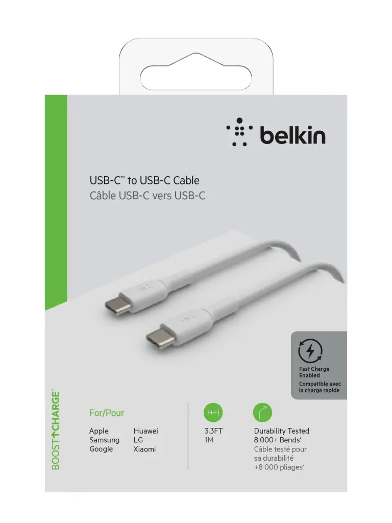 Overstore Article BELKIN Câble USB-C vers USB-C 1m (Blanc) (6).webp